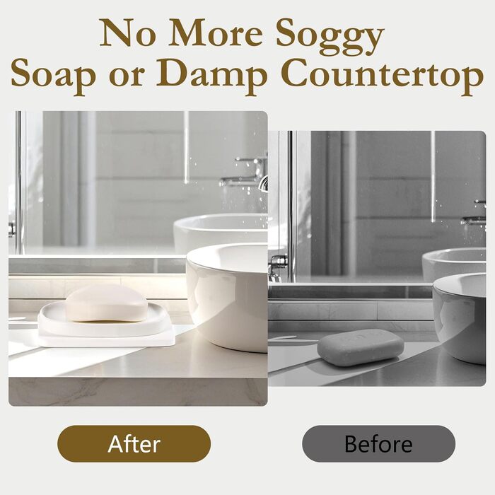 Підставка для мила Shinowa з подвійним шаром та знімним контейнером для води, білий мармур (порожнистий)