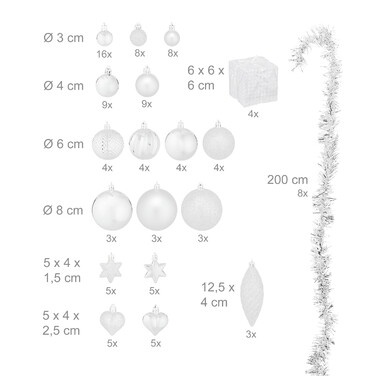 Relaxdays Set of 110 Christmas Baubles