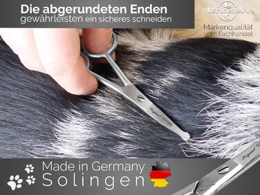 Ножиці для стрижки собак Solingen, ножиці для стрижки лап з мікрозубом, Made in Germany, ножиці з вигнутим лезом для догляду за шерстю собак, котів та інших домашніх тварин (10,5 см)