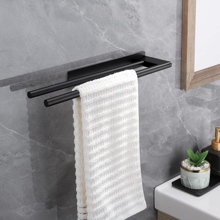 Рушникотримач Doppelt на стіну без свердління, 304 нержавіюча сталь, сріблястий, 39 см (чорний Doppelt)