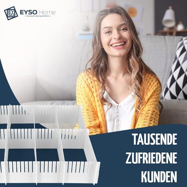 EYSO Home® Drawer Dividers, 36-Piece Set, 33x7 cm including Connectors – fits perfectly in your drawer [extend, shorten, divide] - the organization system