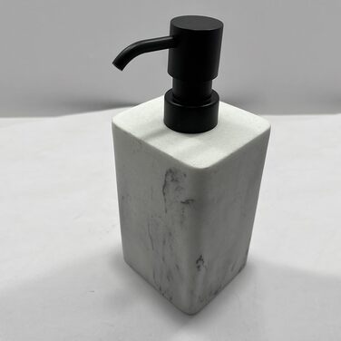 Дозатор для мила Suanti, 425 мл, з помпою з брашованого нікелю, наповнюваний, квадратний, декоративний, для мила для рук, миття посуду та лосьйонів, стиль мармур (чорна помпа - 2 шт.)