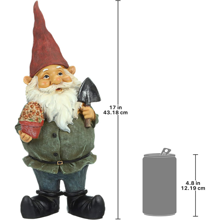 Design Toscano Decorative Gnome Figurine, Resin, 18 x 6.5 x 43 cm
