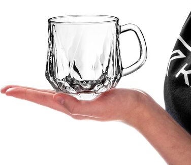 Набір склянок KADAX Frida 300мл (6 шт) для чаю, кави та води - скляні стакани з ручкою