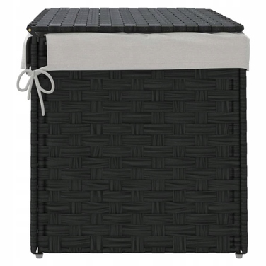 Кошик для прання VidaXL з кришкою, поліротанг, чорний, 55,5x35x34 см