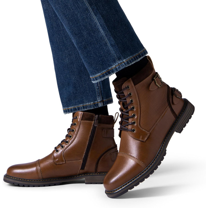 Мотоциклетні черевики Bruno Marc для чоловіків: стильні, з блискавкою, з штучної шкіри, кольору верблюжий (42 EU)