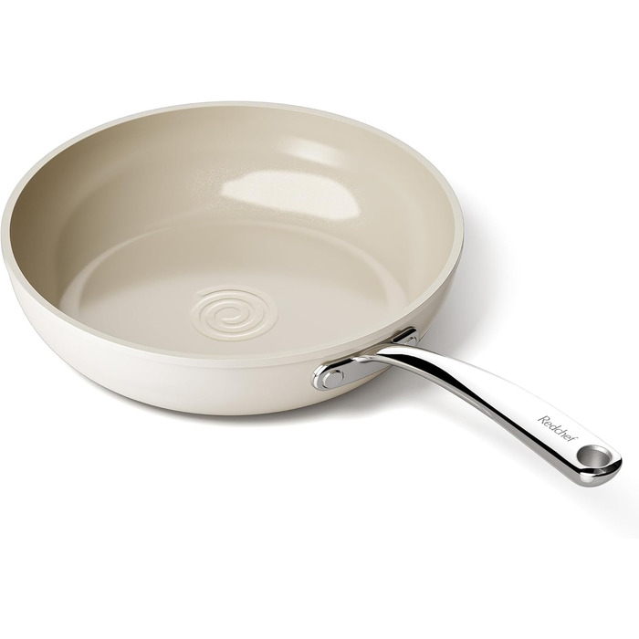 Набір сковорідок Redchef з керамічним покриттям, алюміній, індукційні, 20/24/28 см, для всіх типів плит, без PTFE, PFAS, PFOA, для духовки (24 см, Бежевий)