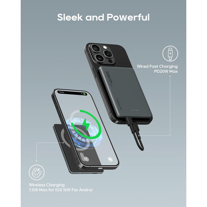 Power Bank Magsafe Ultra Slim 5000mAh 20W Gray - Бездротовий акумулятор для iPhone