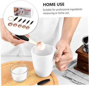 Cieeo 3-Piece Measuring Spoon Set in Rose Gold - Kitchen Helper Set, Kitchen Utensil Set, Baking Accessories Set, Wooden Spoon Set, Measuring Cup, Cocktail Spoon, Kitchen Accessories, Stainless Steel, Rose Gold