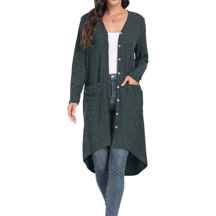 Жакет GRECEREE для жінок з ґудзиками та V-подібним вирізом, легкий кардиган (XXL, темно-зелений)