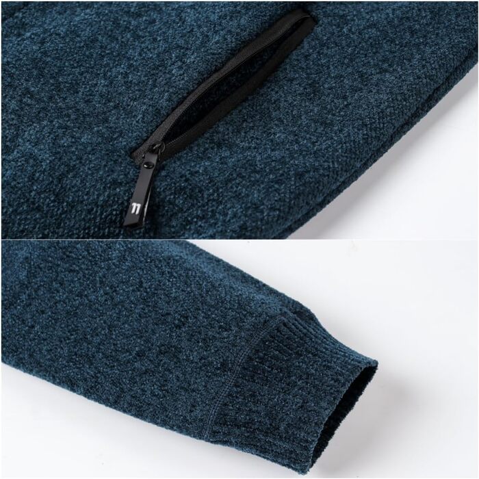 Чоловіча в'язана кофта з коміром-стійкою та блискавкою, тепла з м'яким флісовим підкладкою, світшот-кардиган з довгими рукавами, блакитний, осінь/зима