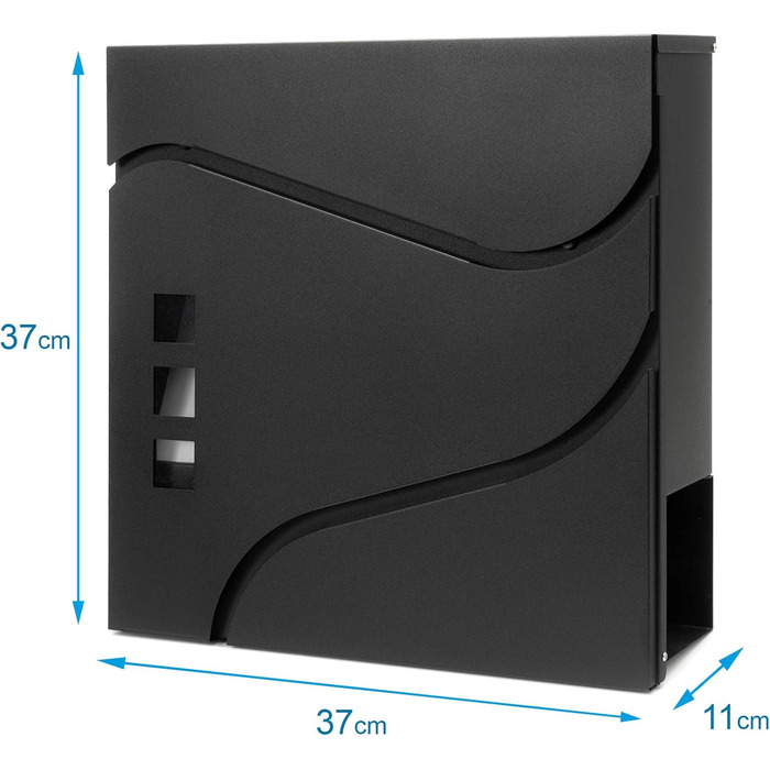 Поштовий ящик Verda з газетницею, нержавіюча сталь, антрацит, 37x37x11 см, вікно, тримач для газет, табличка для імені, сучасний, погодостійкий, 2 ключі