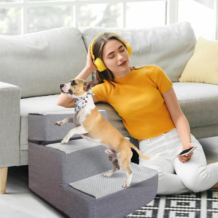 Сходинки для собак та котів Galatée - 3 сходинки, не слизькі, знімний та пральний чохол