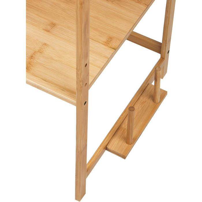 Поличкова система для мікрохвильової печі 3 яруси, органайзер з гачками, розширювана, висувна, 40-64см, з вуглецевої сталі (3 яруси, бамбук, 55x35x67см)