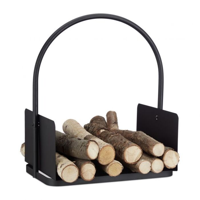Relaxdays Firewood Basket, black