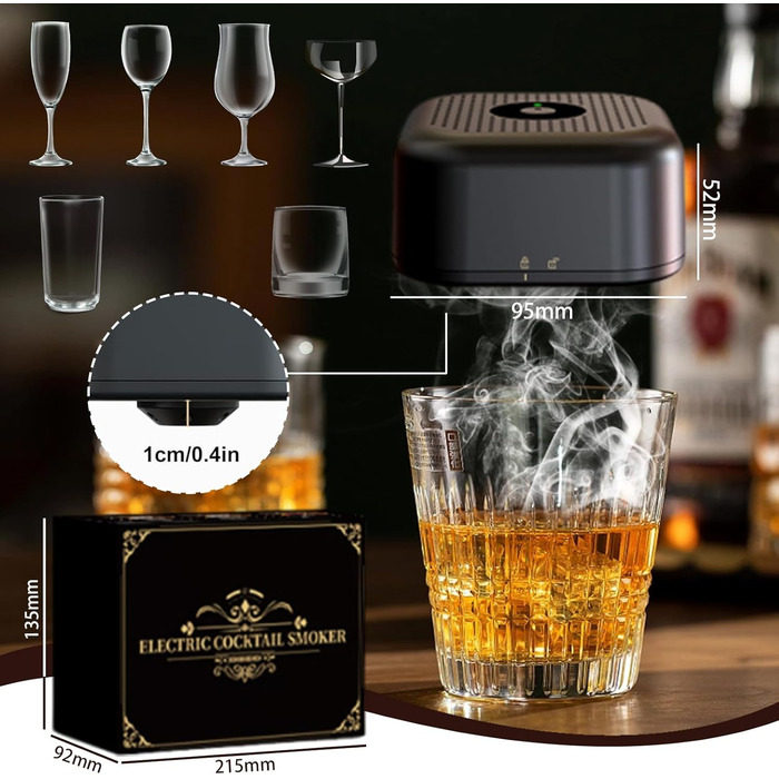 Електричний набір для копчення коктейлів, Смок для віскі з 6 смаками, перезаряджається, подарунок для чоловіків