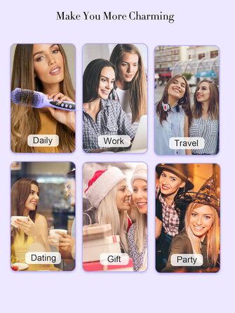 LANDOT Гладка щітка з кераміки: електрична щітка для випрямлення волосся з іонізатором та цифровим дисплеєм. Температура 120-230°C, час нагріву 30 секунд. Колір: фіолетовий