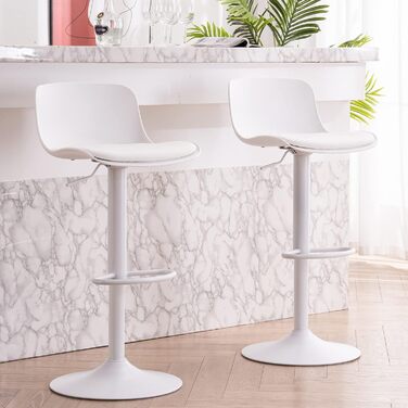YOUNIKE Adjustable Bar Stools 2-Pack - Faux Leather Kitchen Bar Chairs with Backrest - Counter Height Stools for Bar & Kitchen