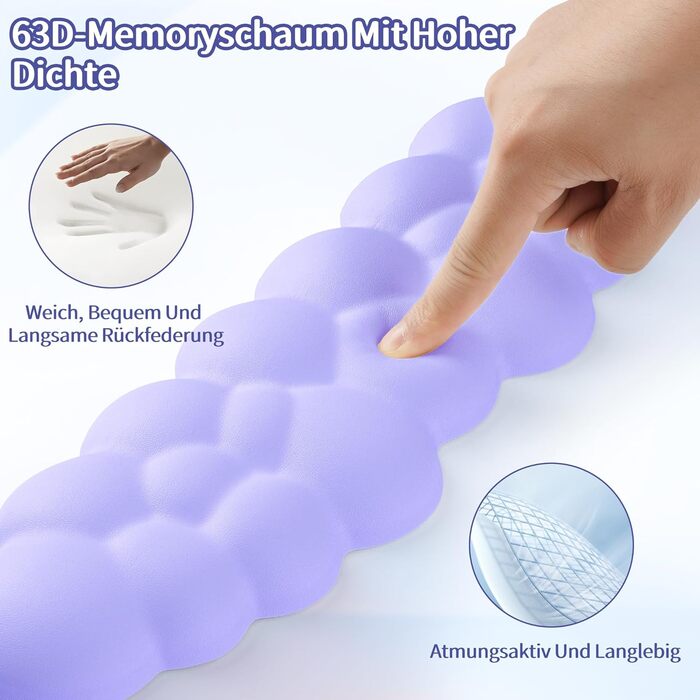 Підставка для зап'ястя Wolke Handballenauflage для клавіатури, ергономічна, з PU шкіри та піною Memory, для ПК/геймінгу, біла