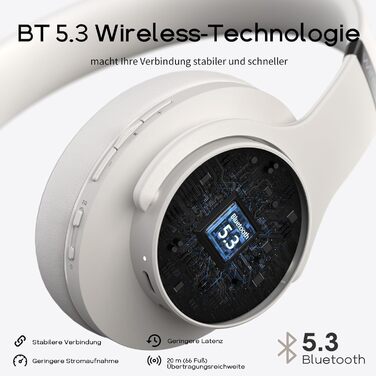 DOQAUS Бездротові навушники Over-Ear Bluetooth 5.3 з мікрофоном, 90 годин роботи, HiFi стерео звук, глибокі баси, сірий