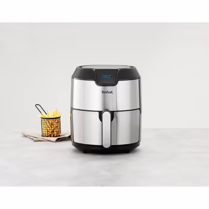 Tefal EY401D Hot Air Fryer Easy Fry Deluxe XL | Air Fryer | 1500 W | 4.2 L for 6 servings | 8 automatic programs | Digital display | energy-saving | healthy fryer without oil | stainless steel