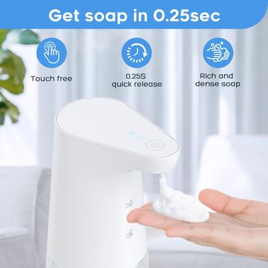 Automatic Foam Soap Dispenser: LAOPAO Soap Dispenser Set IPX5 Waterproof, USB-C Rechargeable with Sensor Infrared Motion Sensor for Kitchen & Bathroom White