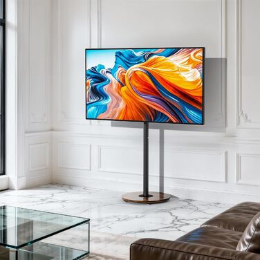 Підставка для телевізора Unho з регульованою висотою та коліщатками, для екранів 40-75 дюймів, VESA 600x400 мм, до 50 кг (Чорний)