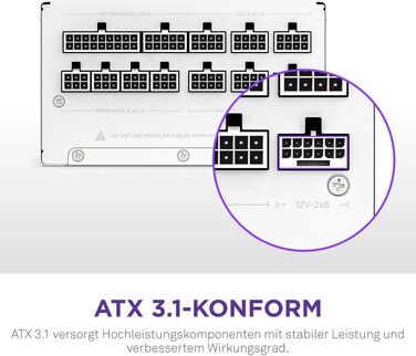 Блок живлення NZXT C850 Gold ATX 3.1, 1000W, 80 Plus Gold, повністю модульний, білий
