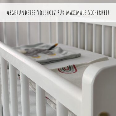 Kids Collective Baby Bed with Drawer, Toddler Bed, Crib, 60x120 cm, Adjustable Height & Removable Slats, Optional with Mattress | White, Very Stable, Made in Europe, 124L x 65W x 87H cm, White with Drawer