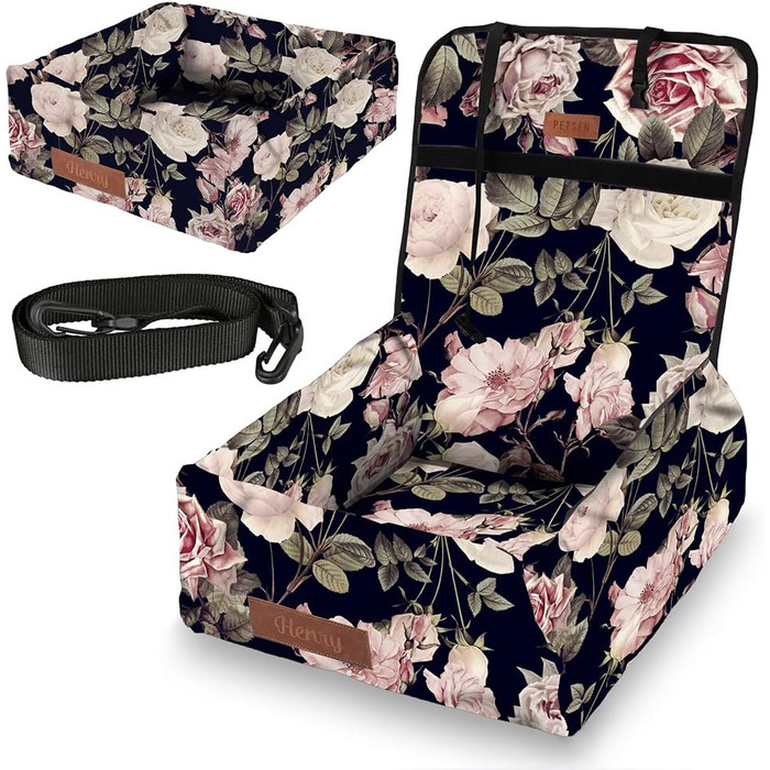 Крісло для собак у машину Petsen з іменем, корзина для собак, автоліжко для маленьких собак, автоліжко з іменем (Рожеве)