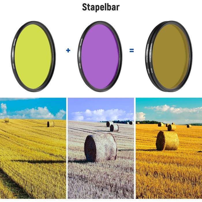 NEEWER Набір кольорових об'єктивних фільтрів 9 шт. (52 мм) – Набір фільтрів для об'єктивів камери, 9 кольорів, з сумками