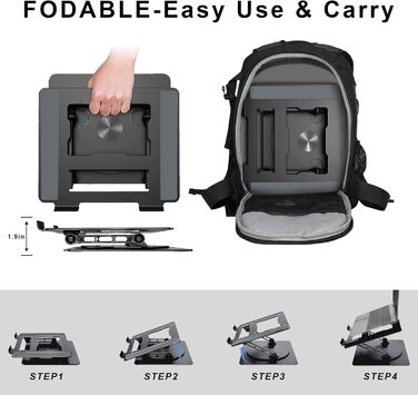 DUCHY Adjustable 360° Swivel Laptop Stand - Ergonomic, Portable, 10kg Capacity, Compatible with MacBook Air/Pro & 17-inch Laptops - New Black