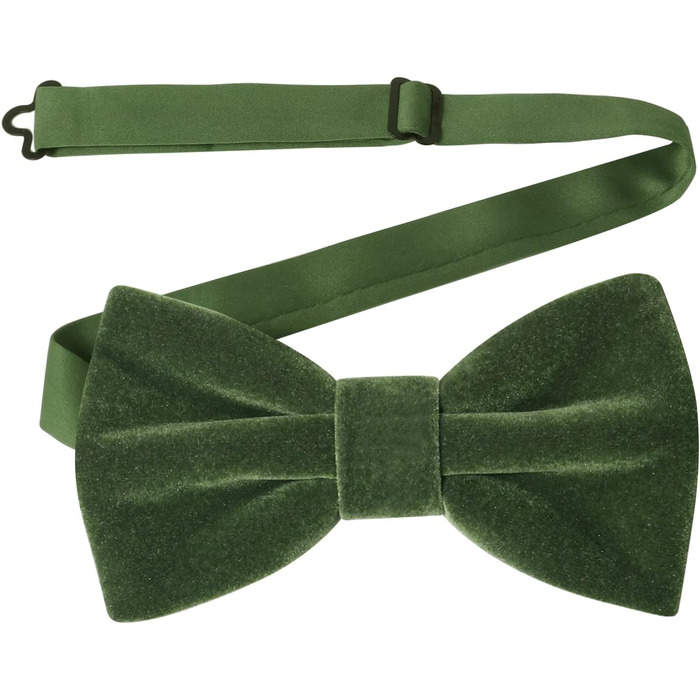 HOULIFE Набір краваток для чоловіків - Регульована краватка з оксамиту, готовий вузький кравецький аксесуар, набір манжетних запонок для нареченого, весілля, формальний стиль з подарунковою коробкою (Оливковий зелений)