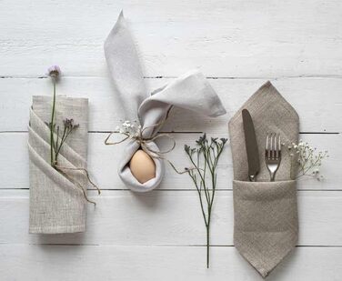 Varvara Home 6 Linen Napkins - 6 Cloth Napkins Linen Napkins - Natural Linen Napkins - Linen Napkins Beige 6-Pack 45x45 cm