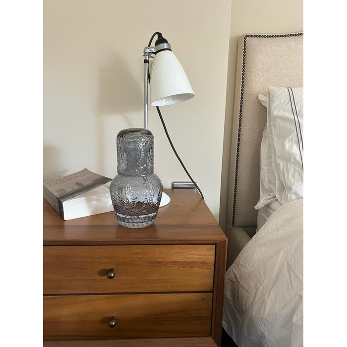 Curator Home Vintage Glass Carafe with Lid & Matching Drinking Glass – 750 ml Capacity – Elegant Glass Jug for Water, Juice, or Wine – Stylish Home Decor for Kitchen or Dining Room (gray)