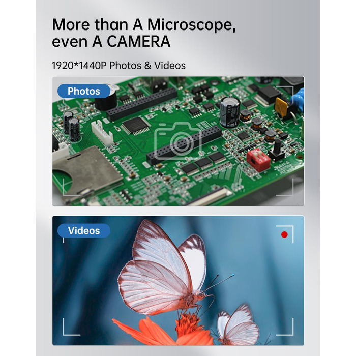 USB мікроскоп для смартфона, 1080P HD, 10-200x, з LED підсвічуванням, сумісний з iOS, Android, Tablet