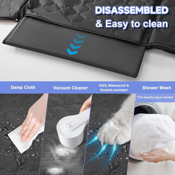 Захист для сидіння автомобіля для собак - килимок для заднього сидіння з жорстким дном, 181 кг, водовідштовхувальний, з сіткою, чорний, для позашляховиків та пікапів, розмір L (147x75 см)