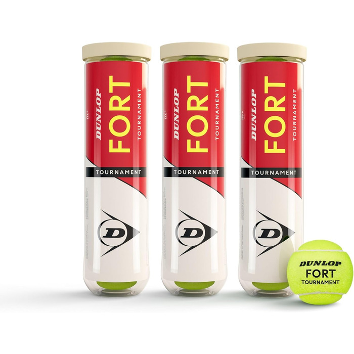 Dunlop Fort Tournament Tennis Balls - For Clay, Hard & Grass Courts (3 x 4 Balls)