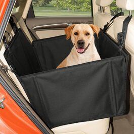 Wuglo Extra Stable Dog Car Seat - Reinforced Car Seat for Small & Medium Dogs with 4 Straps - Premium & Waterproof Dog Car Seat for Rear Seat - Black