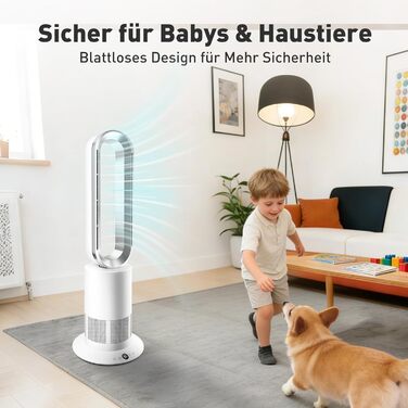 Безлопатевий вентилятор-нагрівач TP18Pro 2-в-1: 10 режимів охолодження, 3 - обігріву, пульт та сенсорне керування, тихий DC-двигун