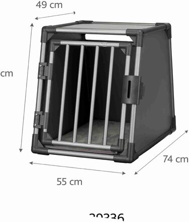 Тріксі переносна клітка для собак, алюміній, 60x65x86 см, стабільна, тиха, з безпечним замком та неслизьким килимком - 39342 (графіт, L 74x55x61 см, однокімнатна клітка)