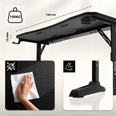Ігровий стіл Huzaro Hero 3.6 Black