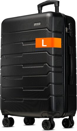 Чемодан NOWI Bergamo: водонепроникний, 8 коліс, 360°, телескопічна ручка, повне внутрішнє оздоблення (L, Чорний Midnight)