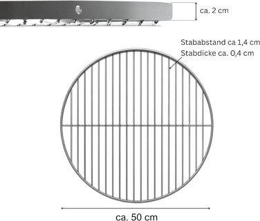 Нержавійна решітка для гриля Brandsseller AISI 201, діаметр 60 см - для мангалу, вугільного гриля та вогнища. Харчова нержавіюча сталь, стійка до корозії, гладка поверхня.