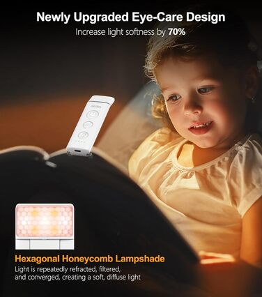 LED лампа для читання Gritin з USB-C, кріплення-прищіпка, регулювання яскравості, 3 кольори, для книголюбів