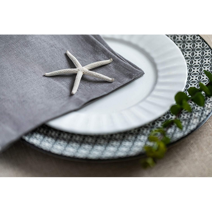 Linendo Linen Napkins, 100% Pure Linen, Grey, 38 x 38 cm, 6 Pieces, European Flax, Linen Napkins, Washable Reusable Cloth Napkins