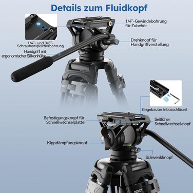 Штатив відео SIRUI з пливним кріпленням 190 см, професійний, для камер, відеокамер, DSLR, алюміній, вантажопідйомність 10 кг (AVT-02)