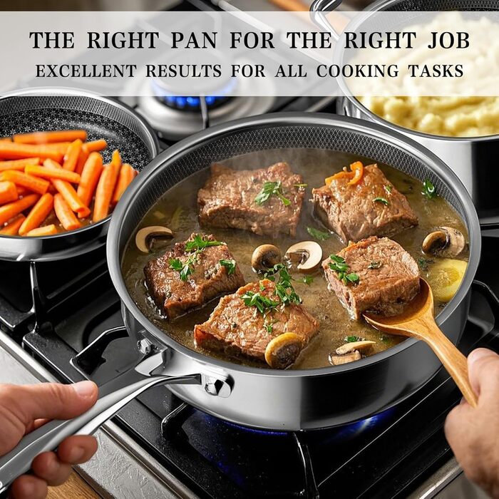 Набір посуду RIOVARM з індукційним дном (14 предметів): каструлі, сковороди, кришки, лопатка. Покриття з граніту, антипригарне, PFOA Free