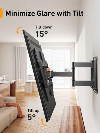 Кріплення для телевізора Perlegear PGLF8: 42-90 дюймів, до 68 кг, подвійні шарніри, регулювання, нівелювання, VESA 600x400 мм