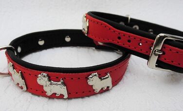 Льорочок для собак Westie, шкіряний, обхват шиї 30-36 см, червоний, новий